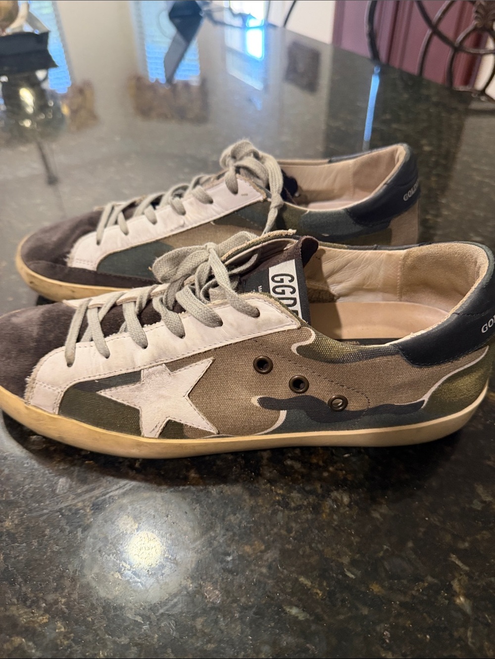 Golden Goose Suede & Canvas Sneakers in Brown and Olive Camo Size 42 - Picture 6 of 8